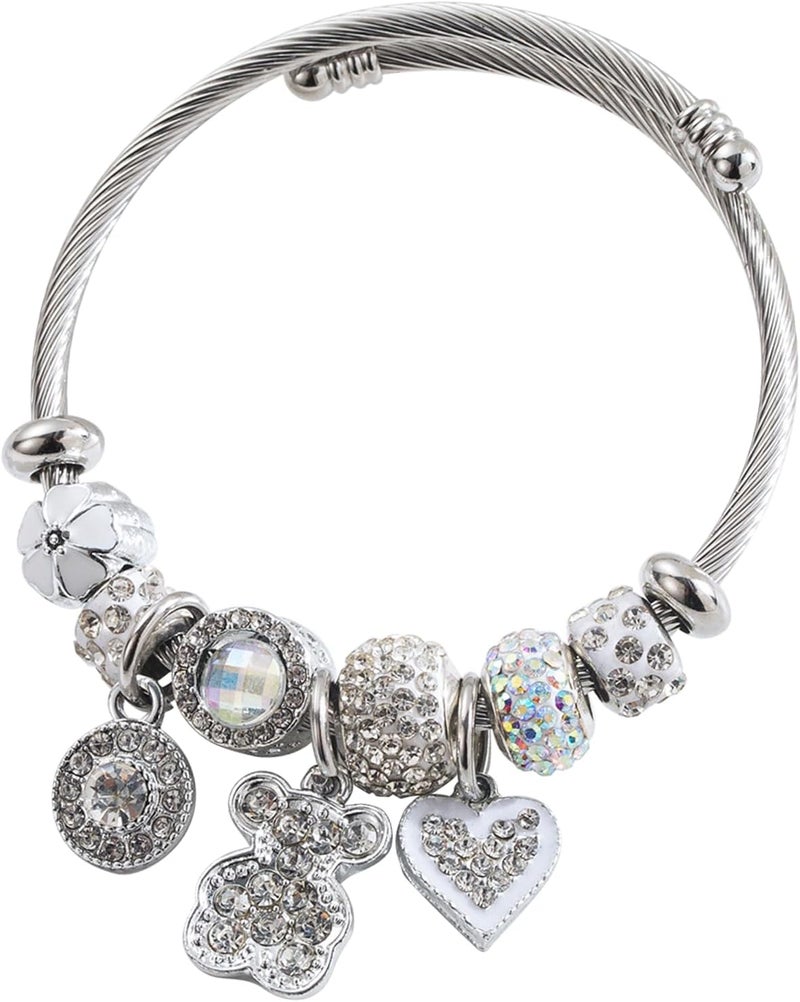 IUULOB Silver Women Bracelets - Adjustable Charm Bracelets for Women Birthday Gifts Favors Titanium Steel Bracelet Bundle Jewelry Kit - Image 1